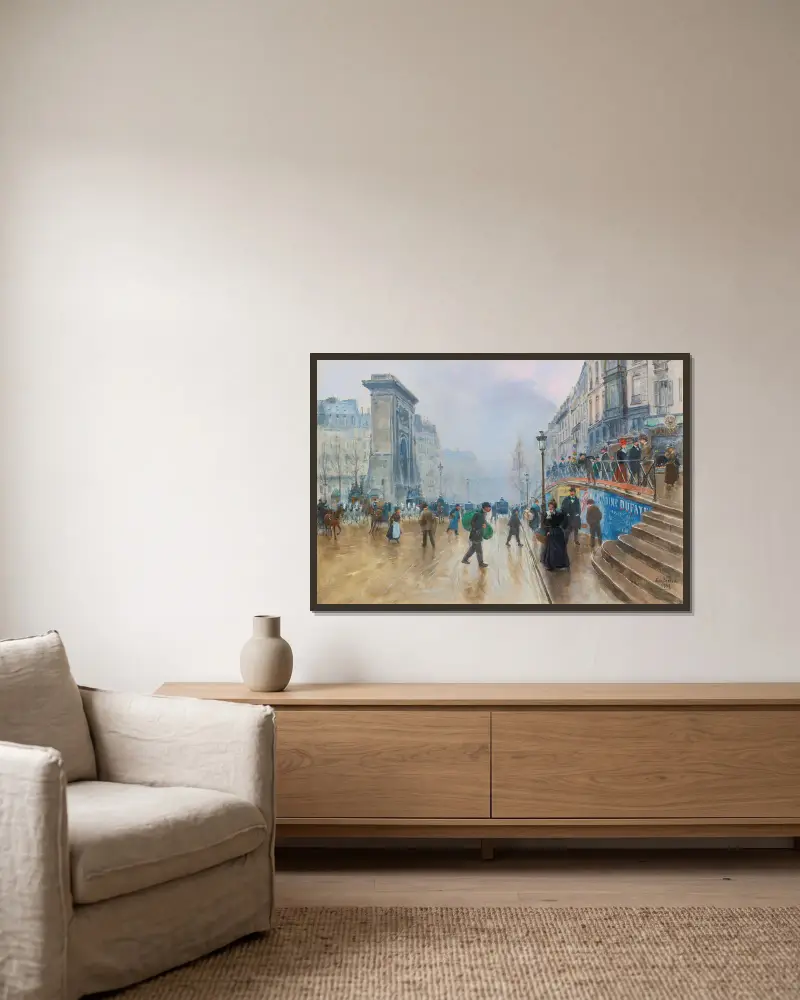 Le boulevard Saint-Denis à Paris av Jean Béraud inramad på en vägg
