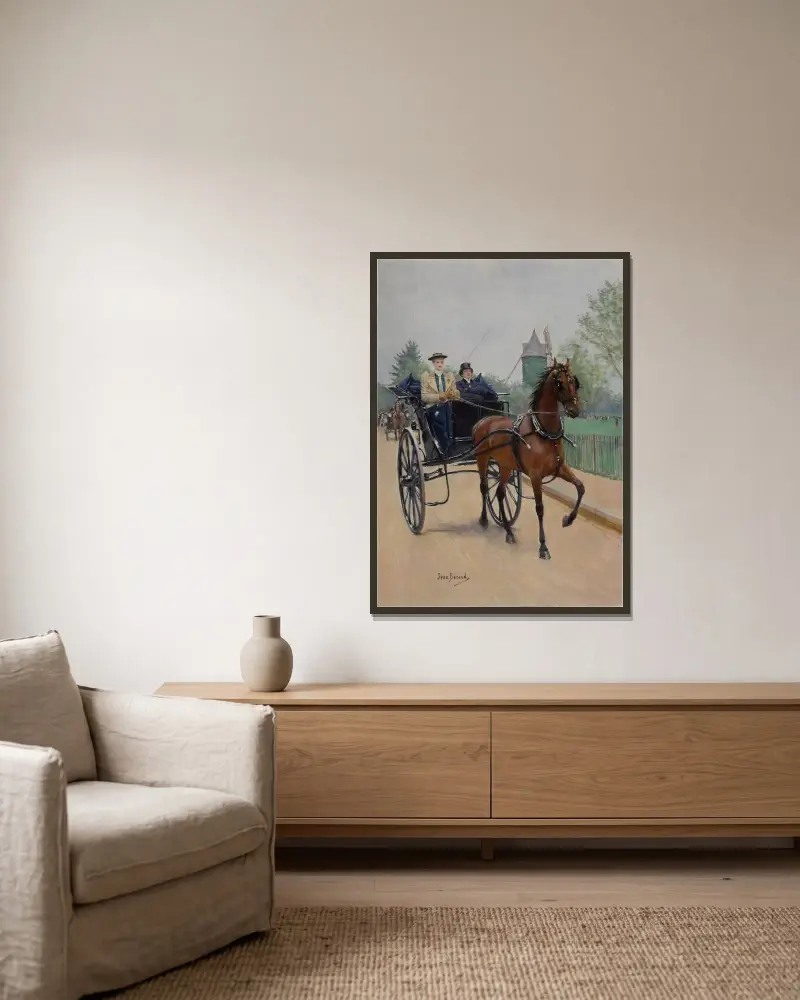 Le Buggy av Jean Béraud inramad på en vägg
