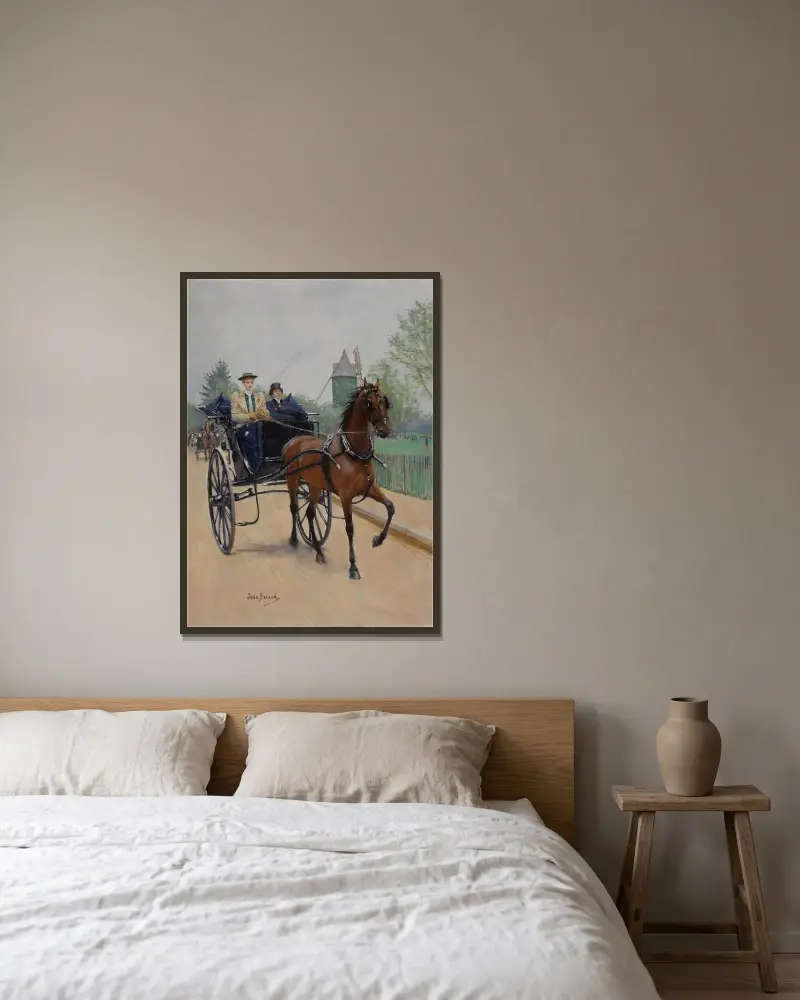 Le Buggy av Jean Béraud inramad på en vägg
