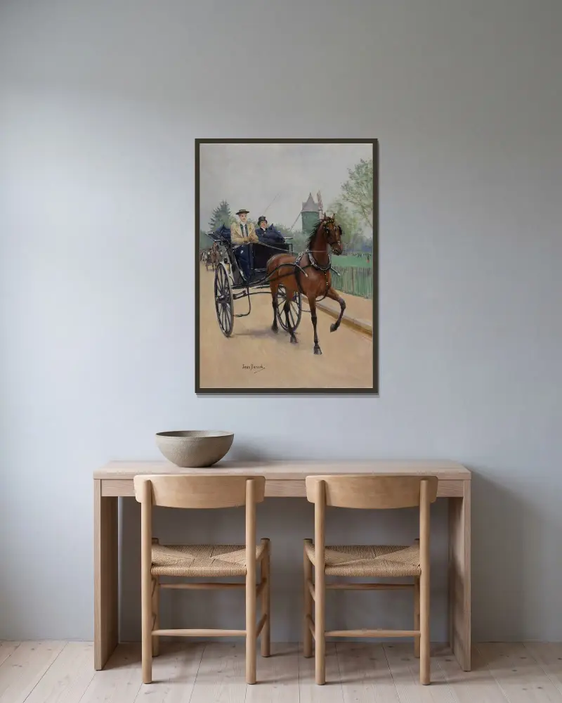 Le Buggy av Jean Béraud inramad på en vägg