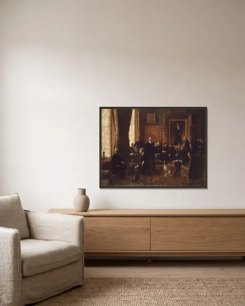 Salong hos grevinnan Potocka av Jean Béraud inramad på en vägg