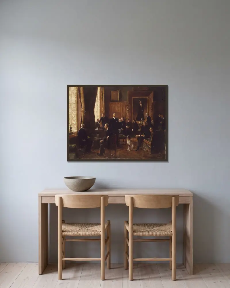 Salong hos grevinnan Potocka av Jean Béraud inramad på en vägg