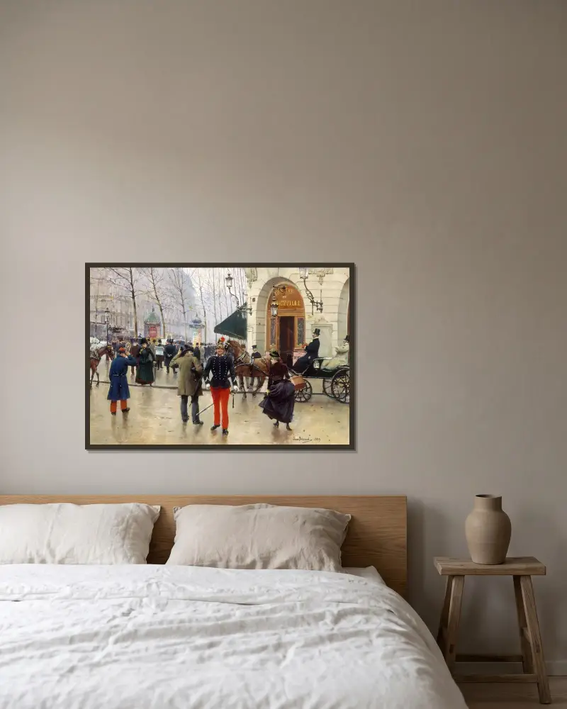 Vaudevilleteatern av Jean Béraud inramad på en vägg