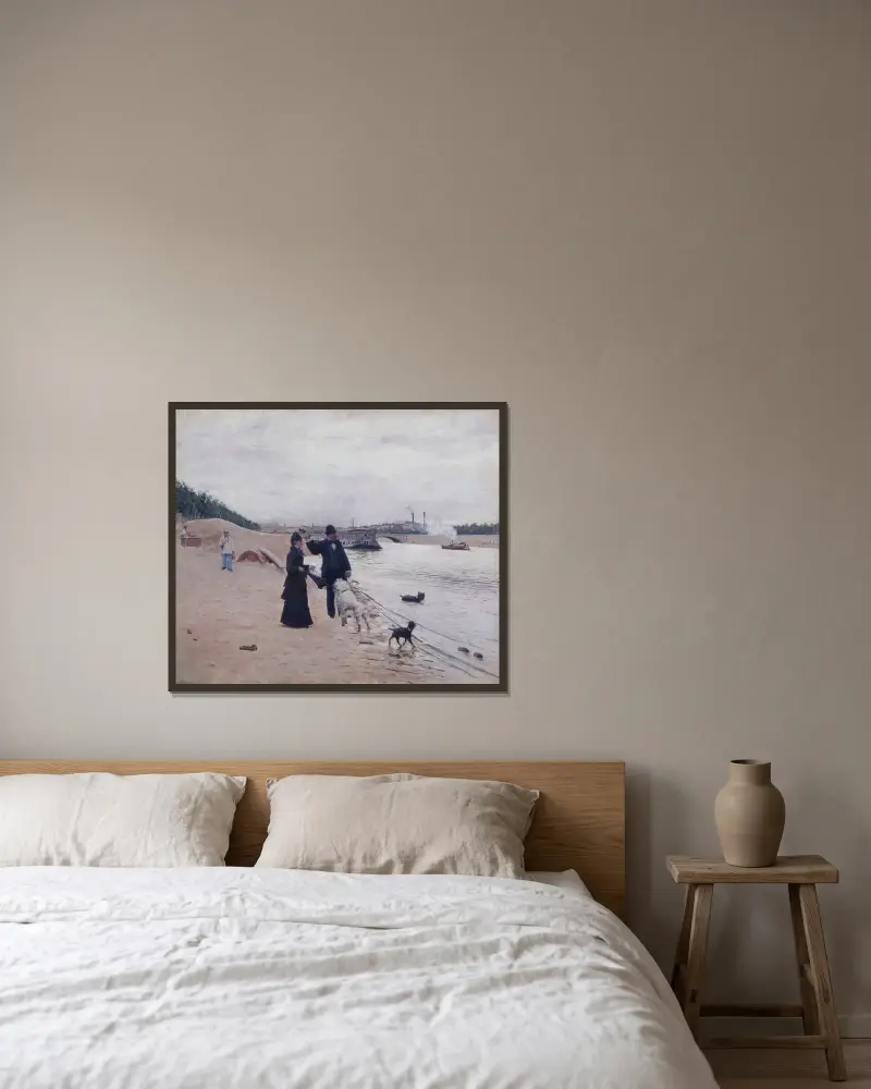 Seinens stränder av Jean Béraud inramad på en vägg
