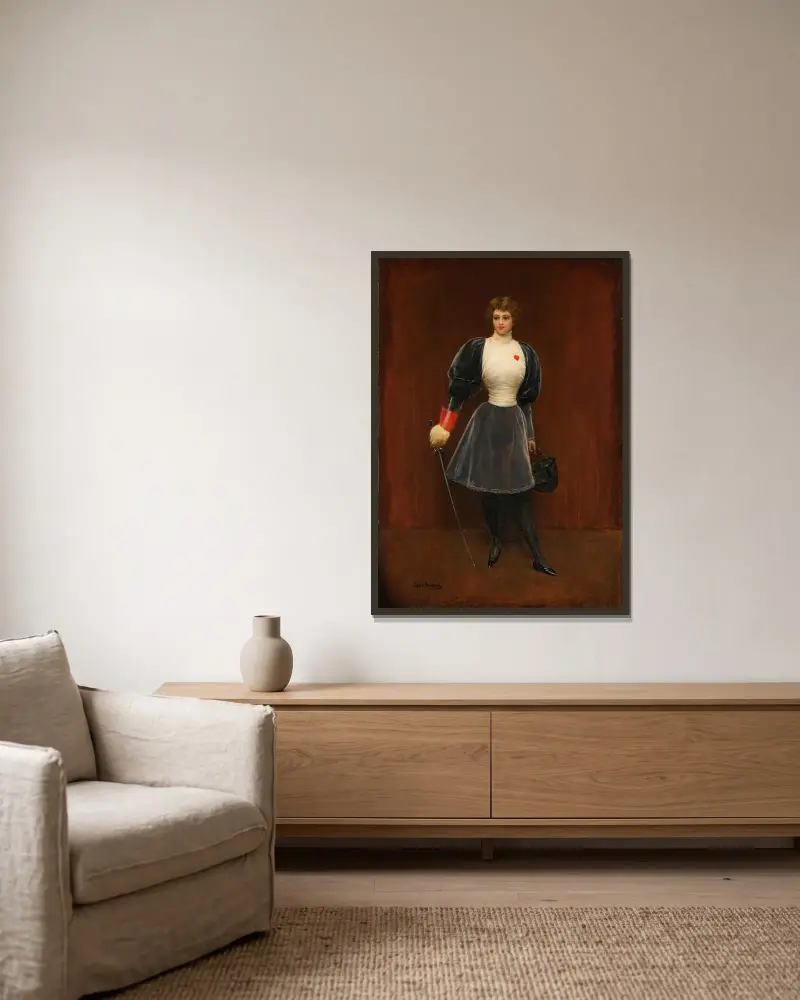 Fäkterskan av Jean Béraud inramad på en vägg