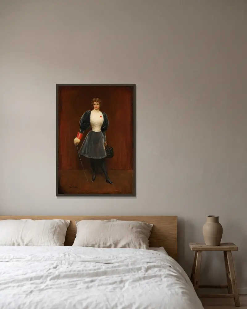 Fäkterskan av Jean Béraud inramad på en vägg
