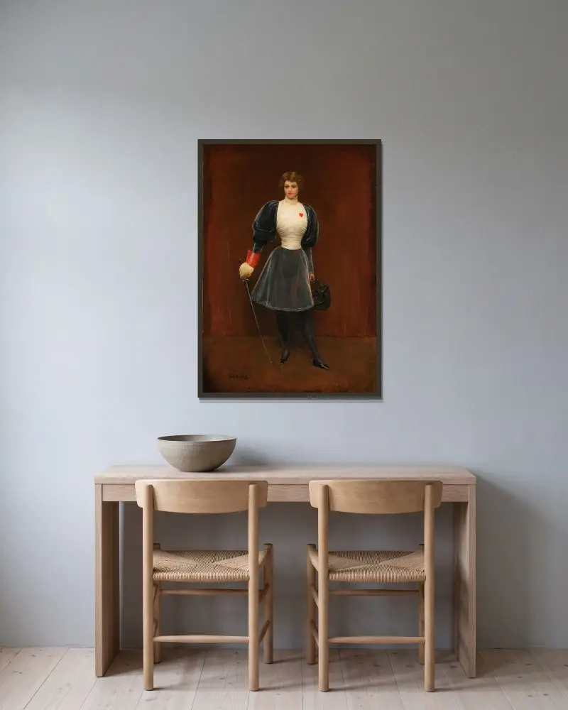 Fäkterskan av Jean Béraud inramad på en vägg