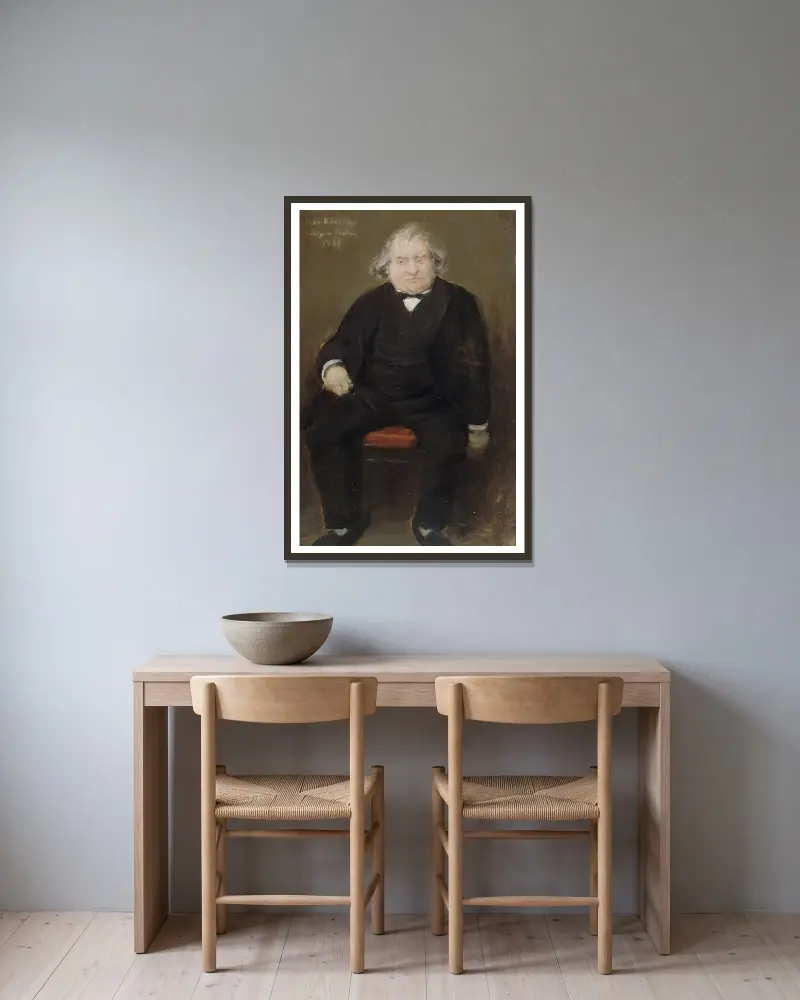 Porträt von Ernest Renan (1823–1892), Philosoph von Jean Béraud gerahmt an einer Wand