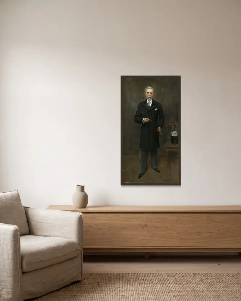 Portrait of Sir Campbell Clarke av Jean Béraud inramad på en vägg