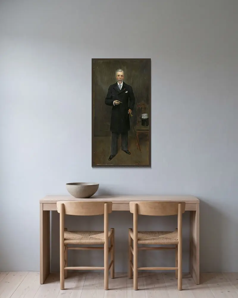 Portrait of Sir Campbell Clarke av Jean Béraud inramad på en vägg