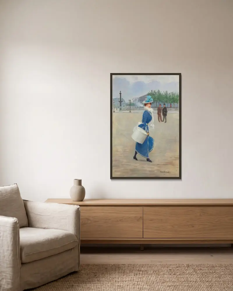 På Place de la Concorde av Jean Béraud inramad på en vägg