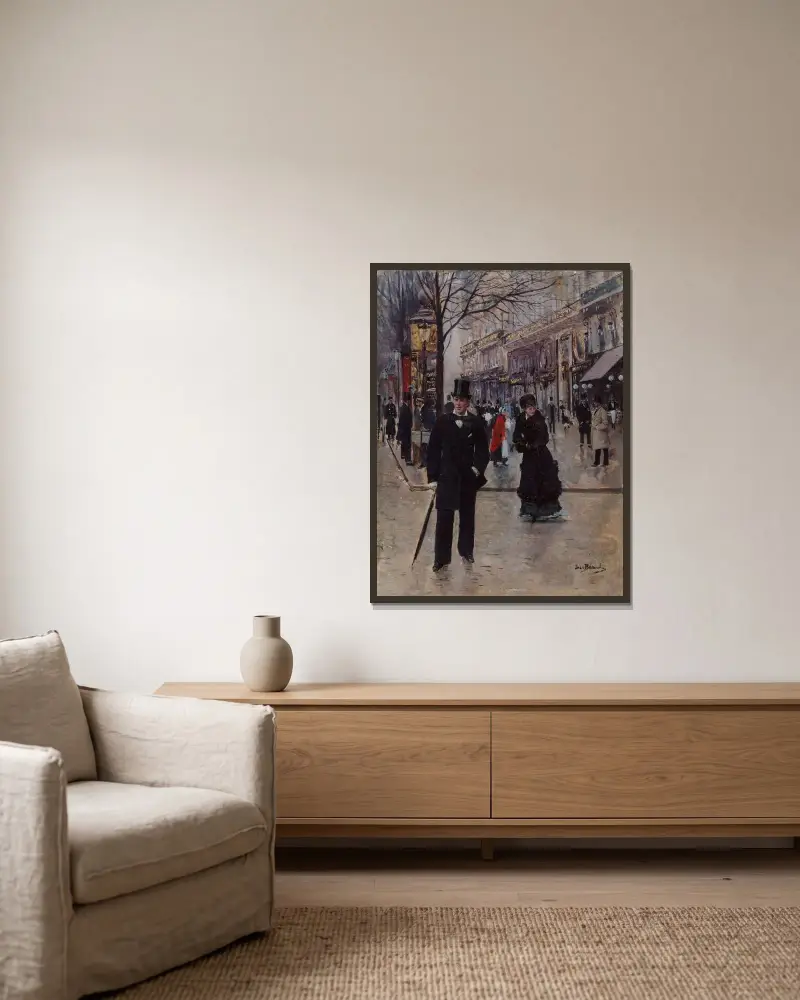 Sur le boulevard av Jean Béraud inramad på en vägg