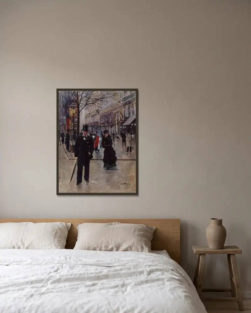 Sur le boulevard av Jean Béraud inramad på en vägg
