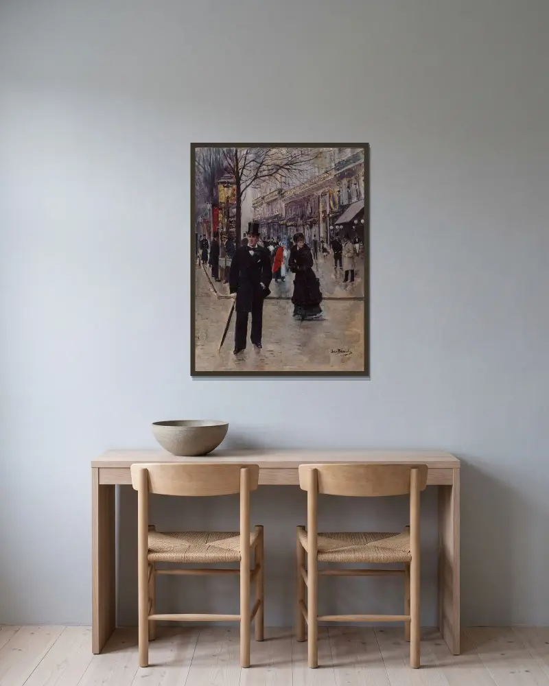 Sur le boulevard av Jean Béraud inramad på en vägg