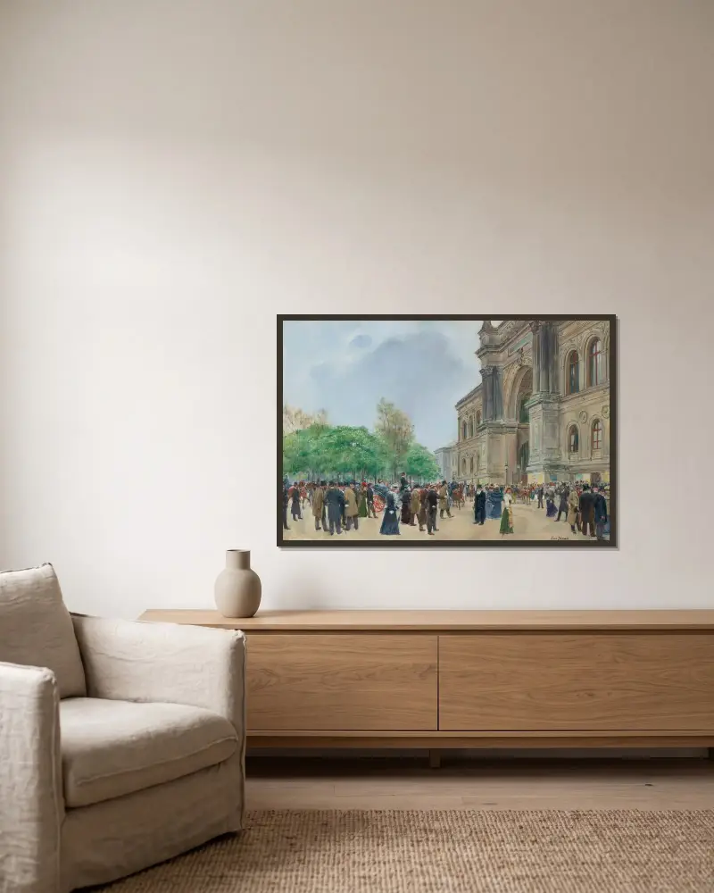 Salongens öppningsdag av Jean Béraud inramad på en vägg
