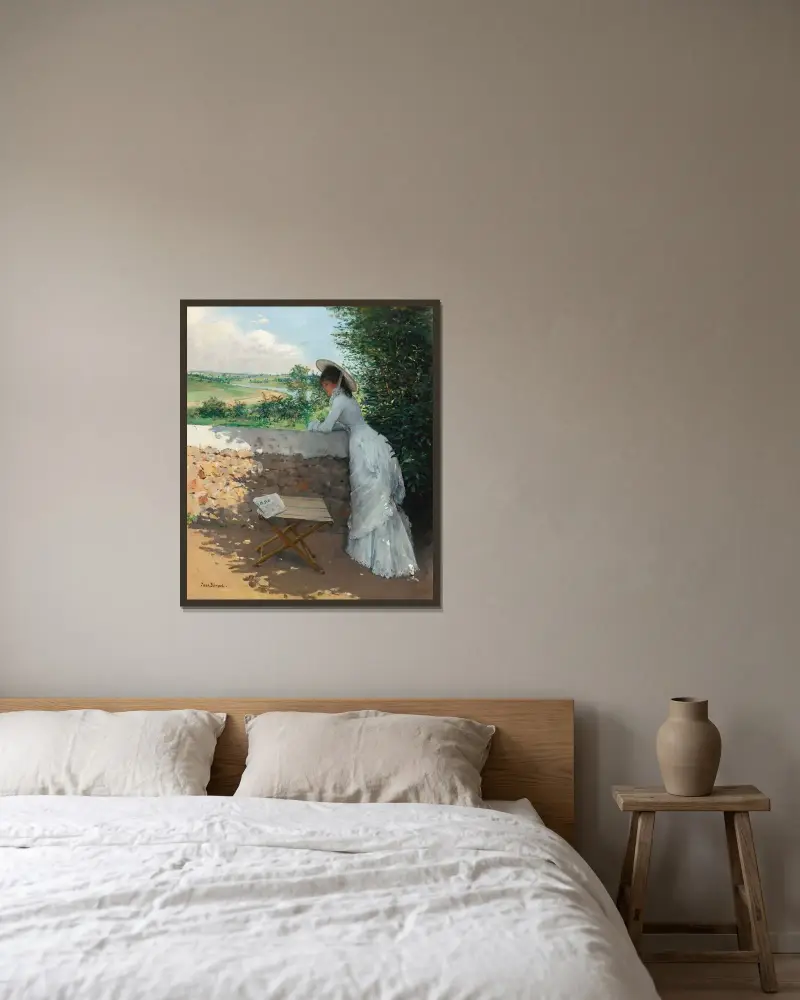 En drömsk Figaro av Jean Béraud inramad på en vägg