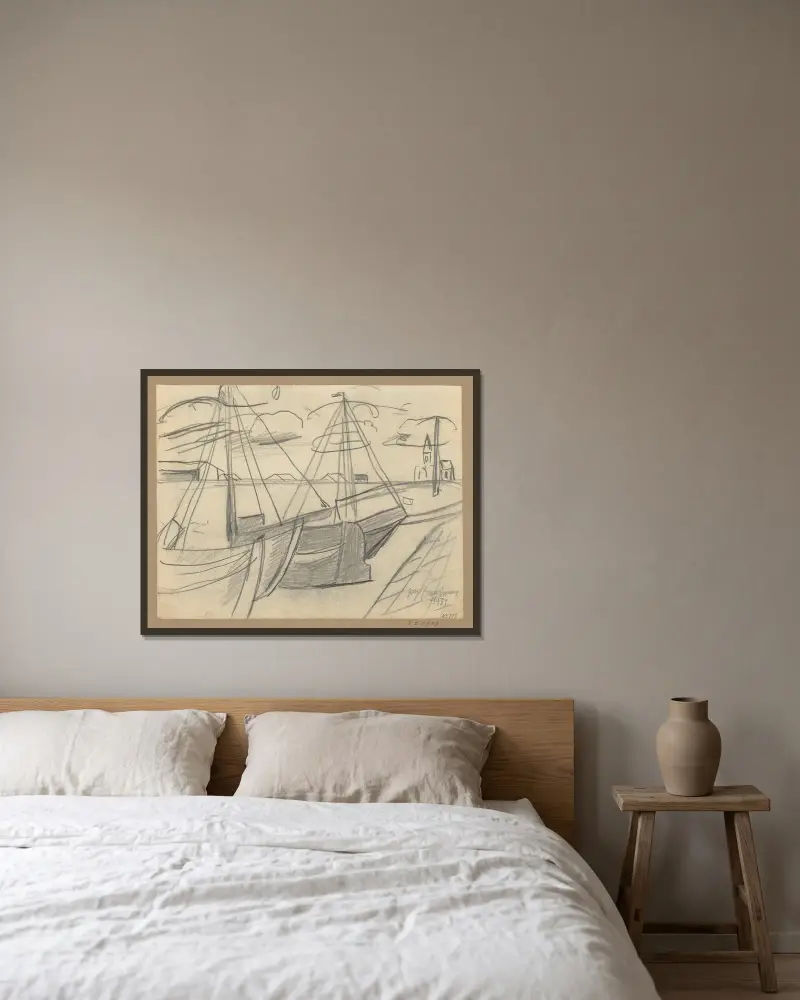 Boote, 1931 – Nr. 2 von Jean Brusselmans gerahmt an einer Wand