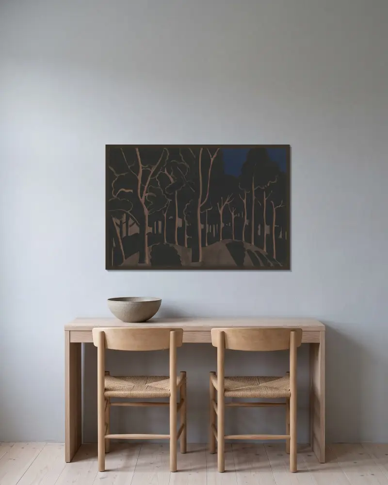Bunch of trees av Jean Brusselmans inramad på en vägg