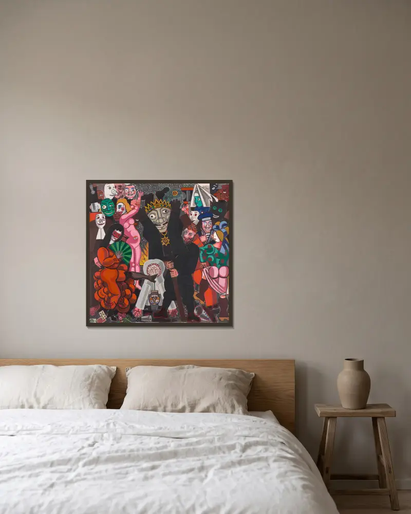 Karneval von Jean Brusselmans gerahmt an einer Wand