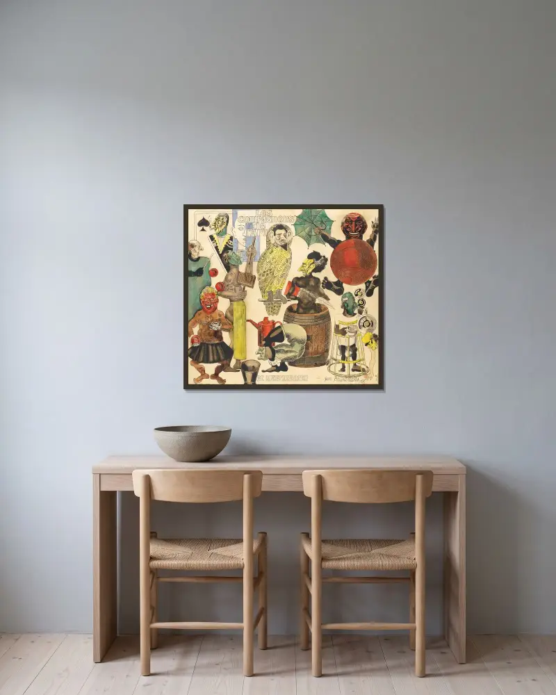 Les compagnons de l art. De Kunstknechten av Jean Brusselmans inramad på en vägg