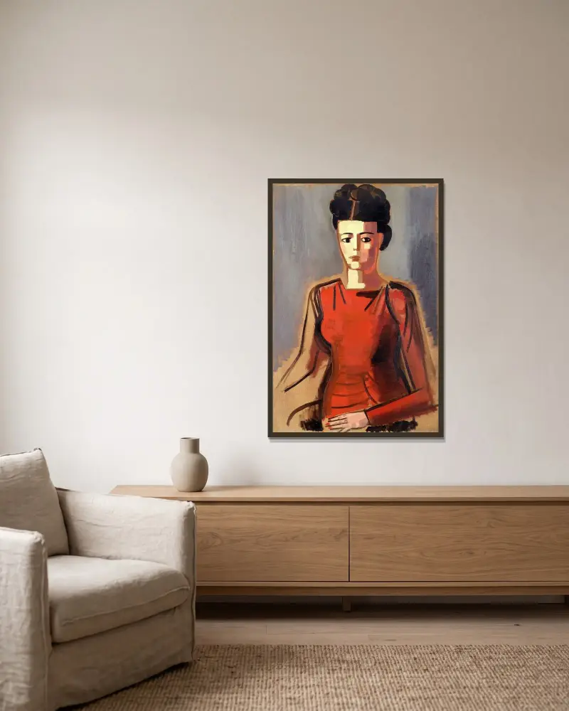 Portret artystki Irène Hamerlinck, Jean Brusselmans w ramie na ścianie