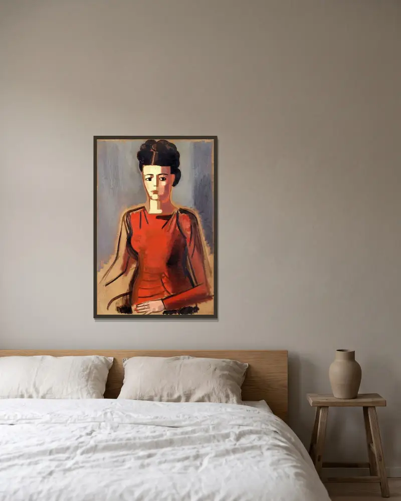 Portret artystki Irène Hamerlinck, Jean Brusselmans w ramie na ścianie