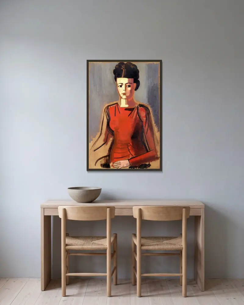 Portret artystki Irène Hamerlinck, Jean Brusselmans w ramie na ścianie