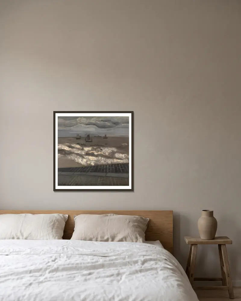 The Sea, a Symphony in Grey av Jean Brusselmans inramad på en vägg