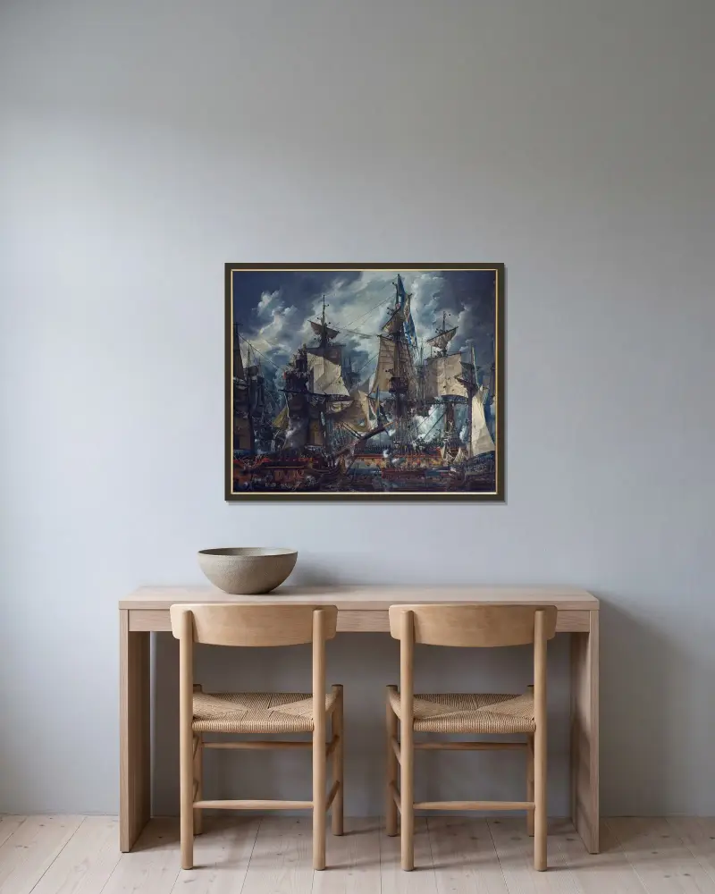 Hoglands seger av Louis Jean Desprez inramad på en vägg