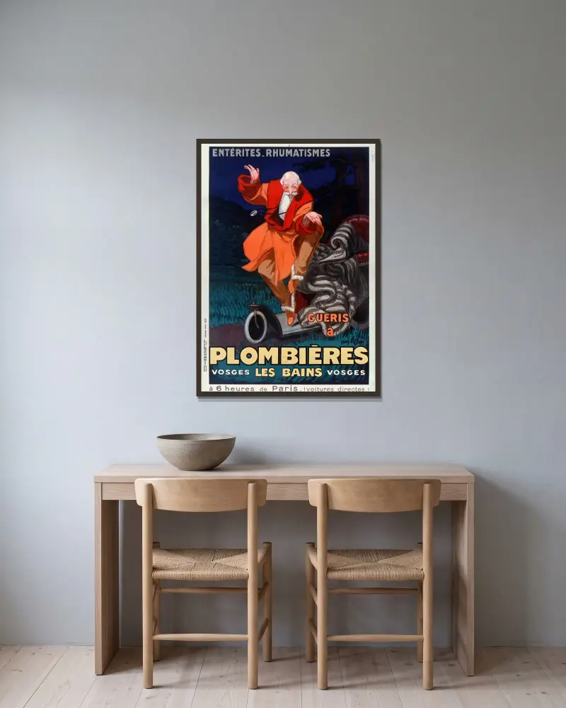 Entérites rhumatismes guéris à Plombières les Bains, Vosges av Jean d'Ylen inramad på en vägg