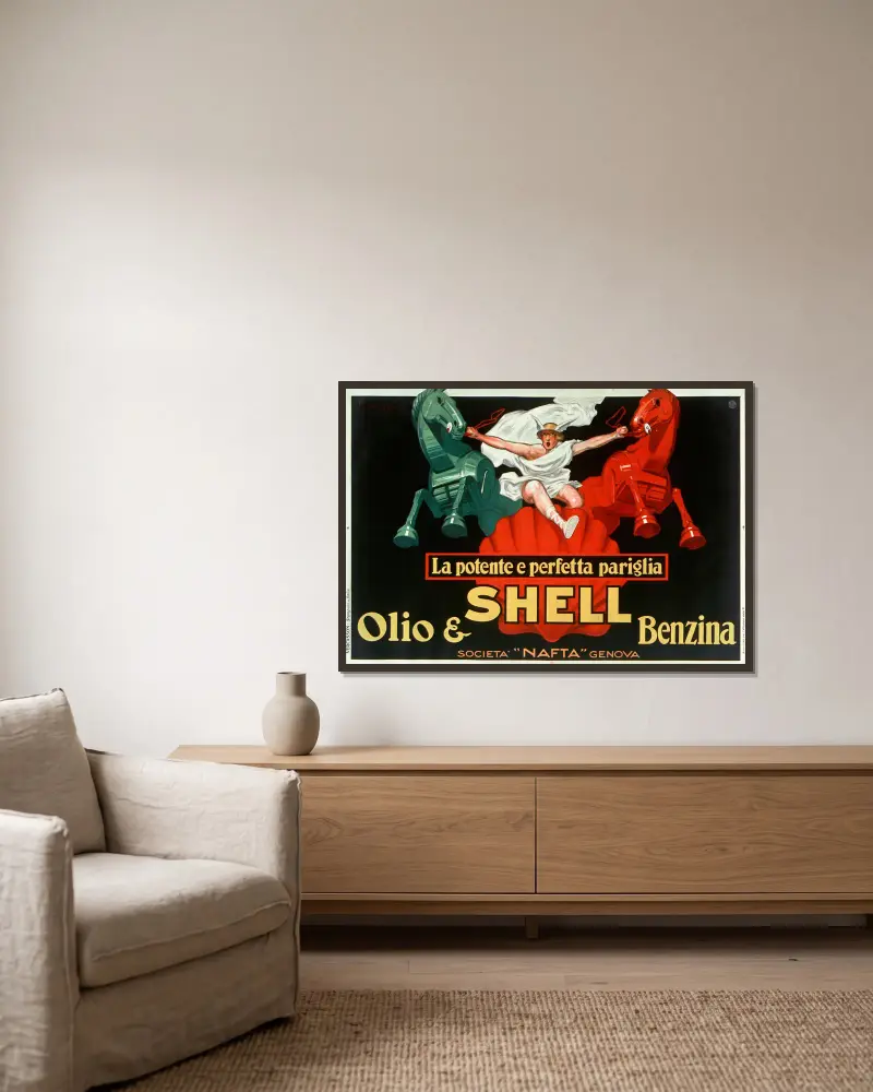 Die starke und vollkommene Shell-Gespann von Jean d'Ylen gerahmt an einer Wand