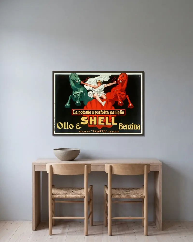 Die starke und vollkommene Shell-Gespann von Jean d'Ylen gerahmt an einer Wand