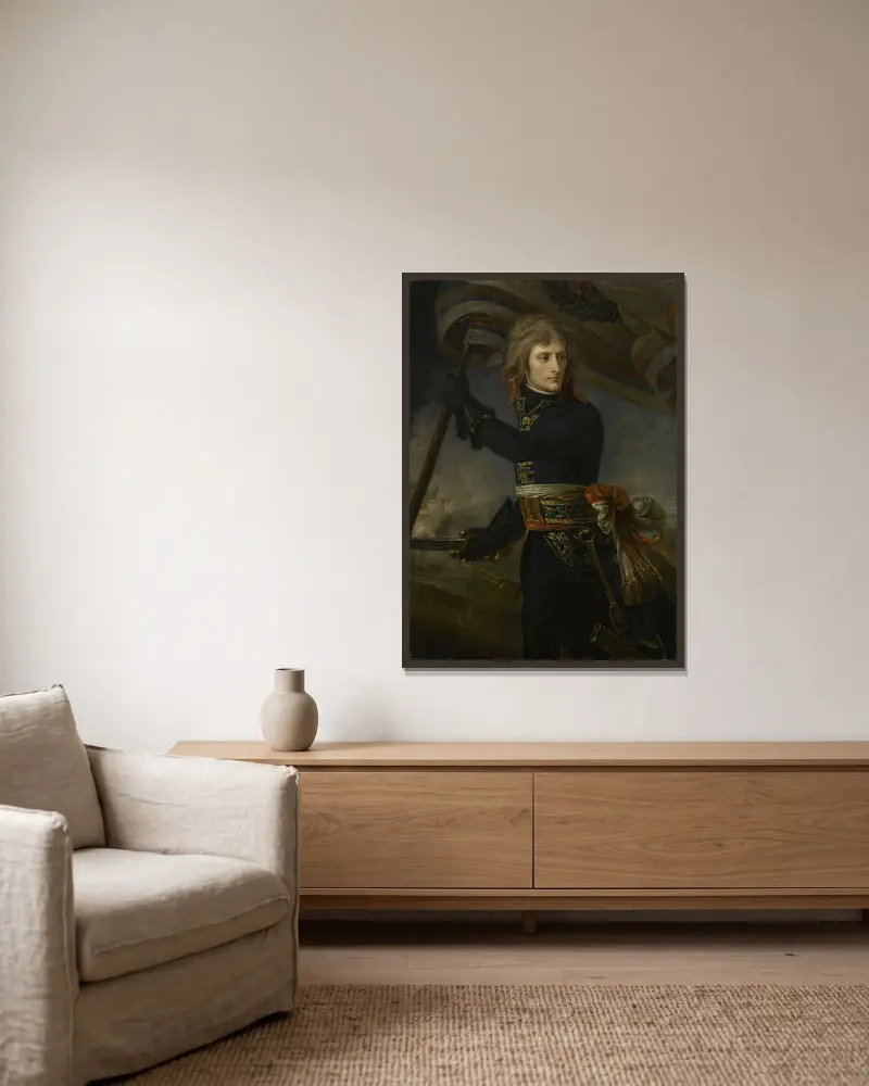 Bonaparte vid Arcolebron av Antoine-Jean Gros inramad på en vägg