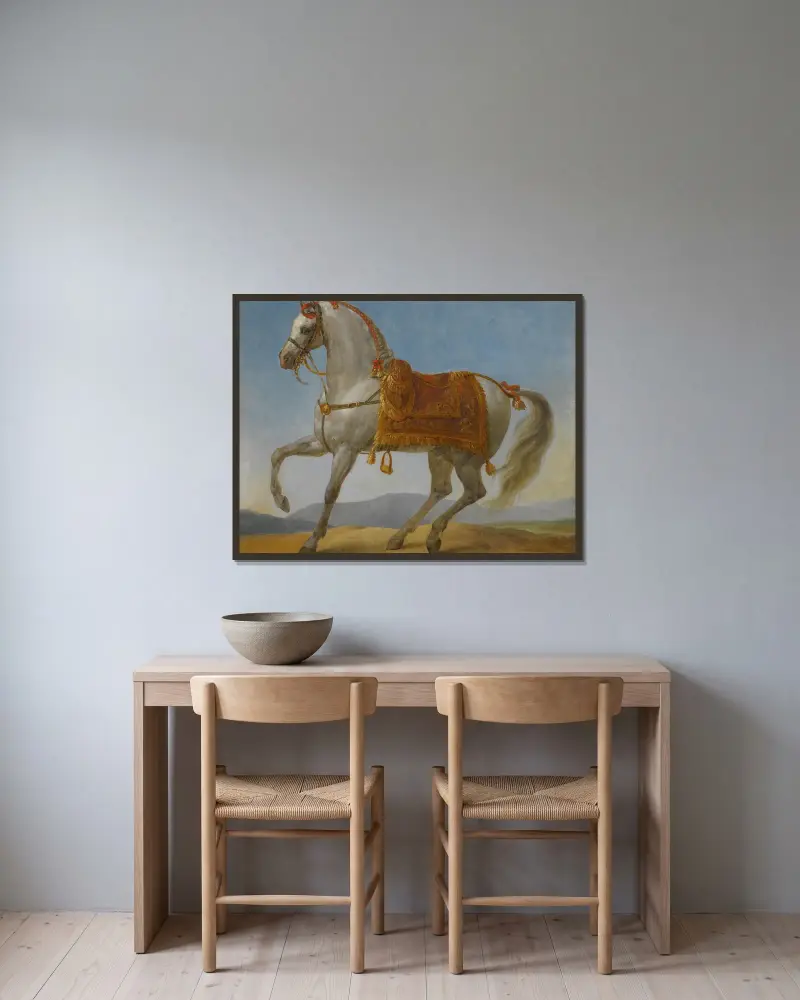 Bonaparte’s Arab Stallion, ‘marengo’ av Antoine-Jean Gros inramad på en vägg