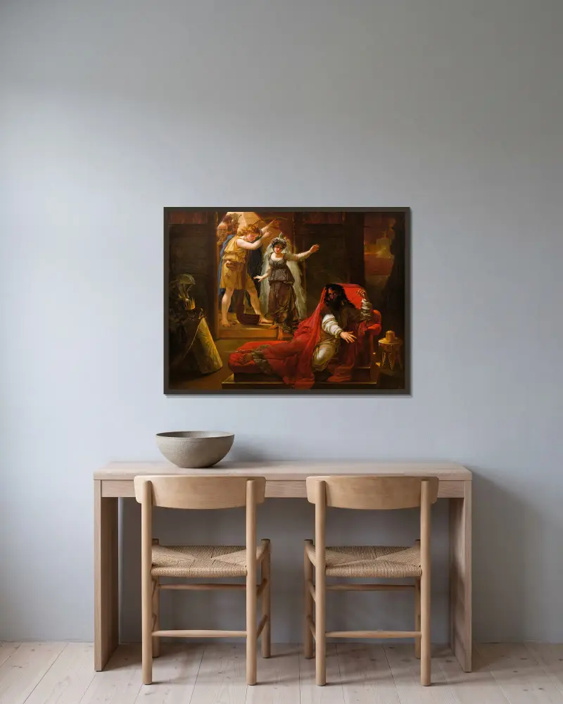 David Playing Harp For King Saul av Antoine-Jean Gros inramad på en vägg