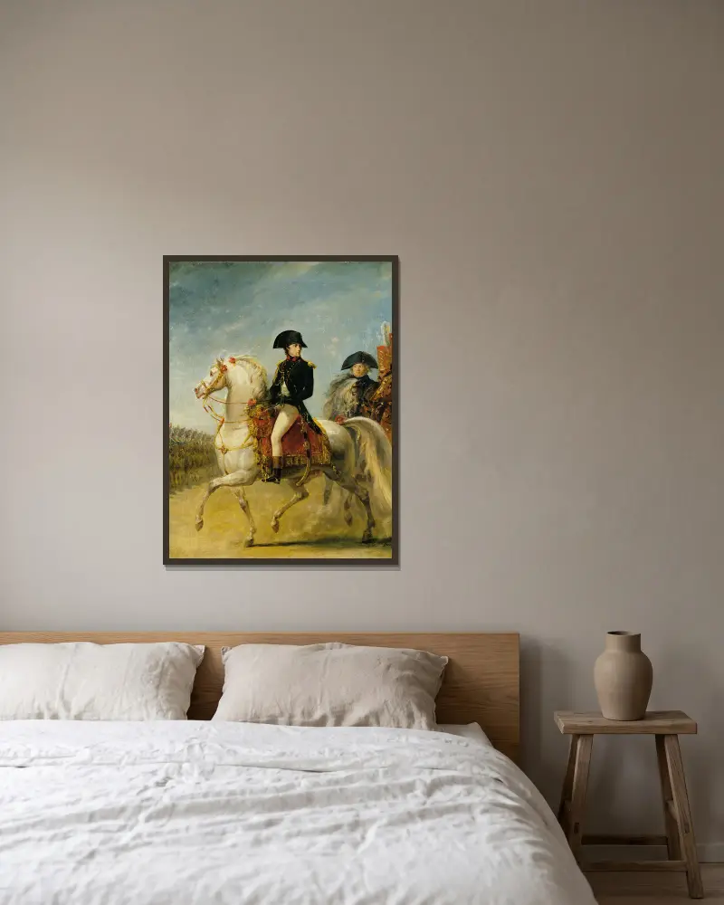 General Bonaparte reviewing Troops av Antoine-Jean Gros inramad på en vägg