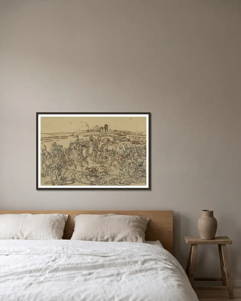 Napoleon at the Battlefield of Eylau av Antoine-Jean Gros inramad på en vägg