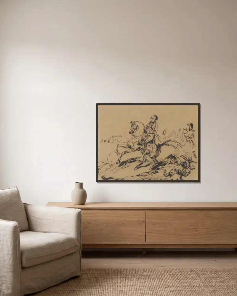 Napoleon on Horseback av Antoine-Jean Gros inramad på en vägg