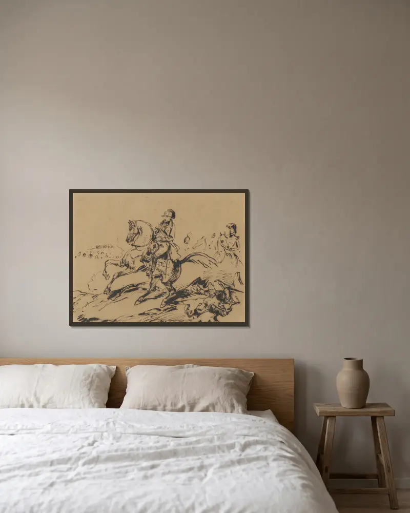Napoleon on Horseback av Antoine-Jean Gros inramad på en vägg