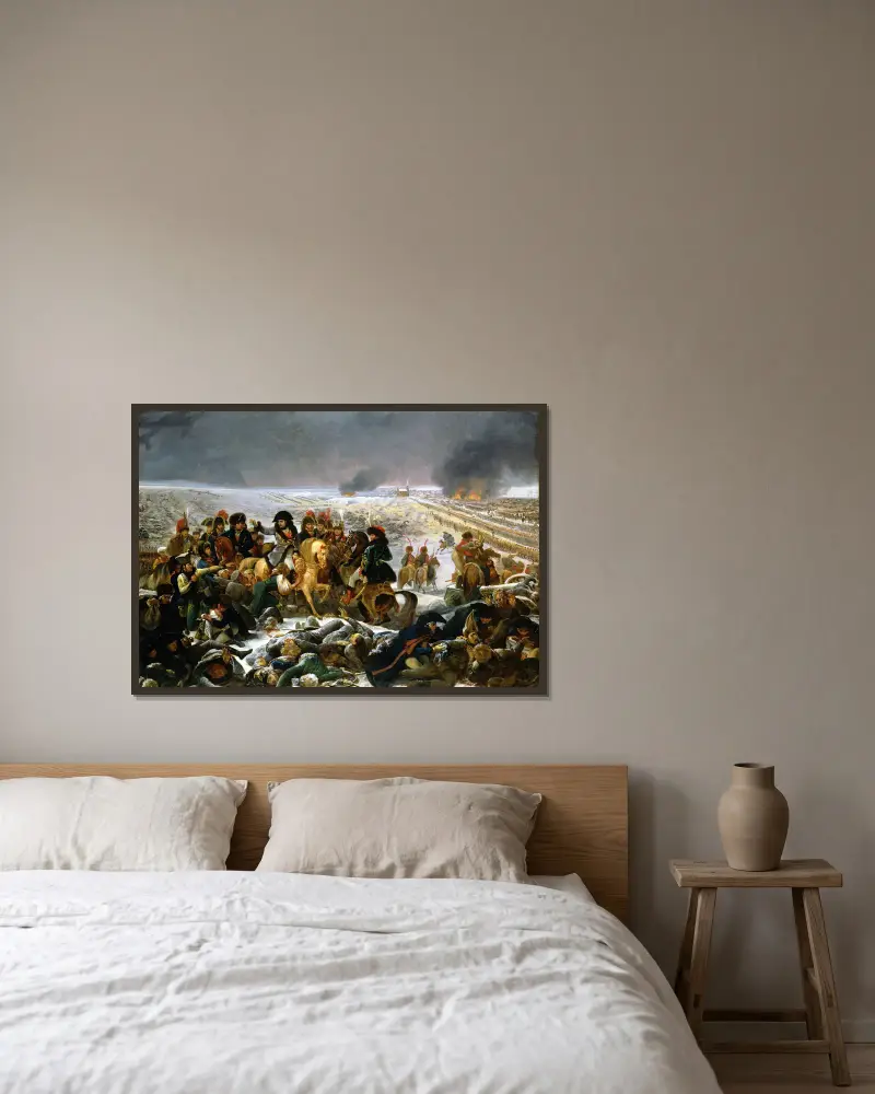 Napoleon on the Battlefield of Eylau av Antoine-Jean Gros inramad på en vägg