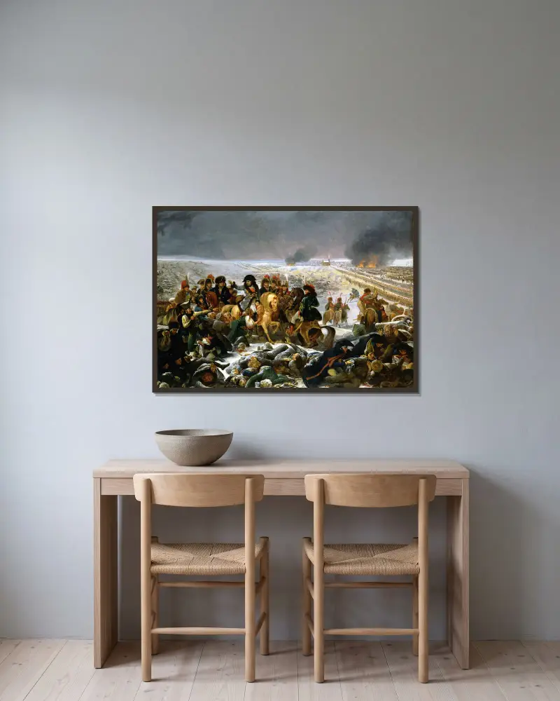 Napoleon on the Battlefield of Eylau av Antoine-Jean Gros inramad på en vägg