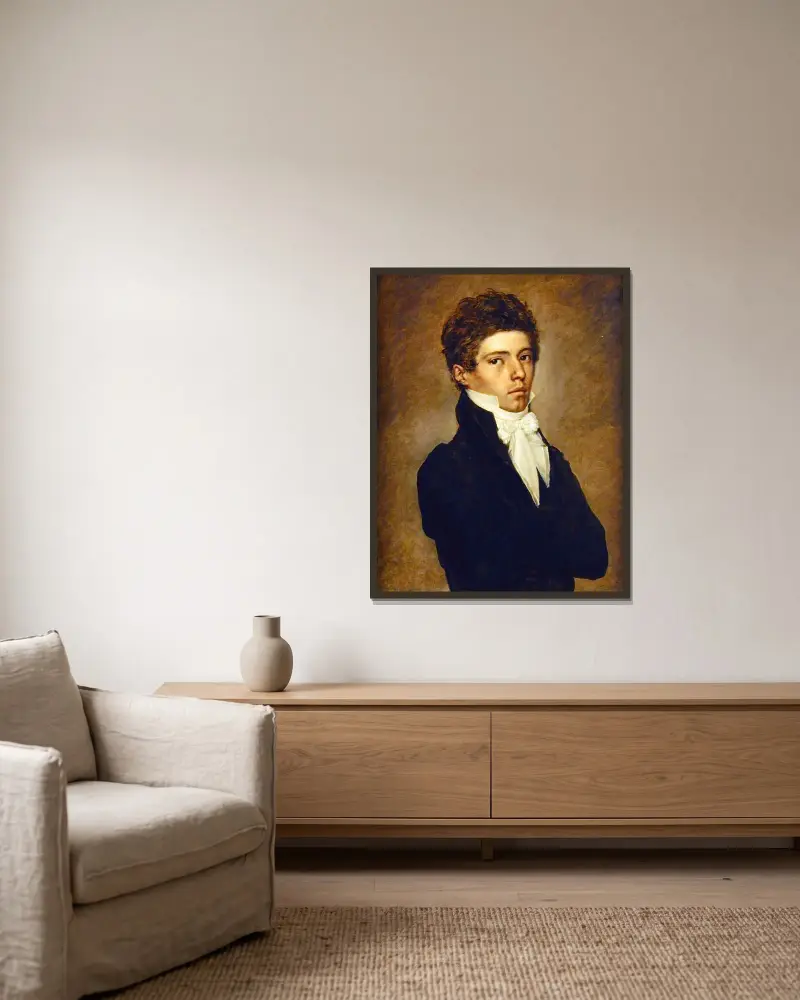 Porträtt av en man av Antoine-Jean Gros inramad på en vägg