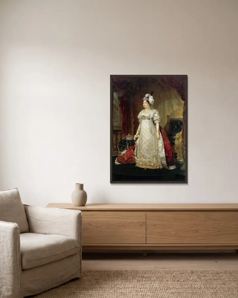 Portrait of Marie Thérèse Charlotte of France, Duchesse d’Angoulême av Antoine-Jean Gros inramad på en vägg