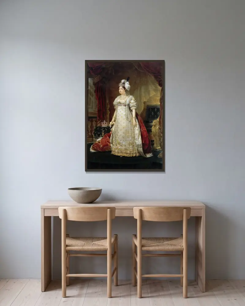 Portrait of Marie Thérèse Charlotte of France, Duchesse d’Angoulême av Antoine-Jean Gros inramad på en vägg