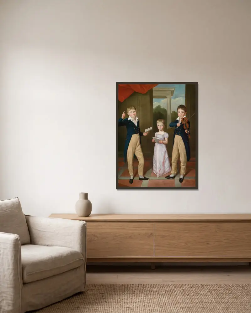 Three Children in a House Concert av Antoine-Jean Gros inramad på en vägg