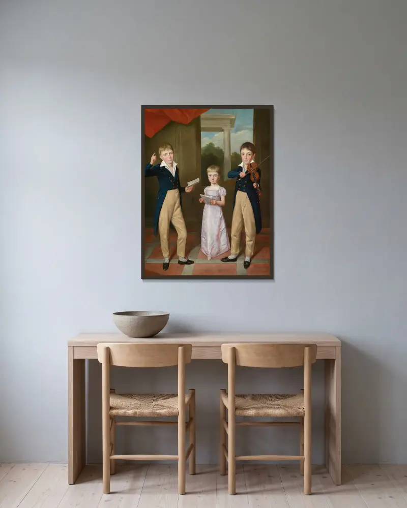 Three Children in a House Concert av Antoine-Jean Gros inramad på en vägg