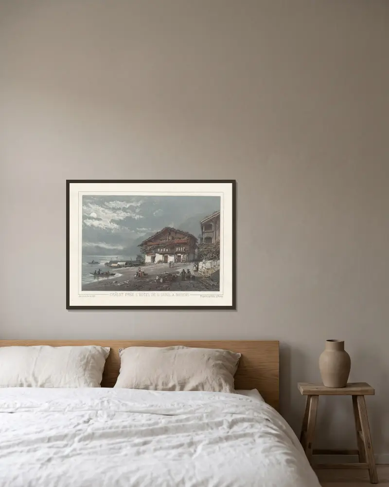Chalet vid Björnkrogen i Brienz av Jean Jacottet inramad på en vägg