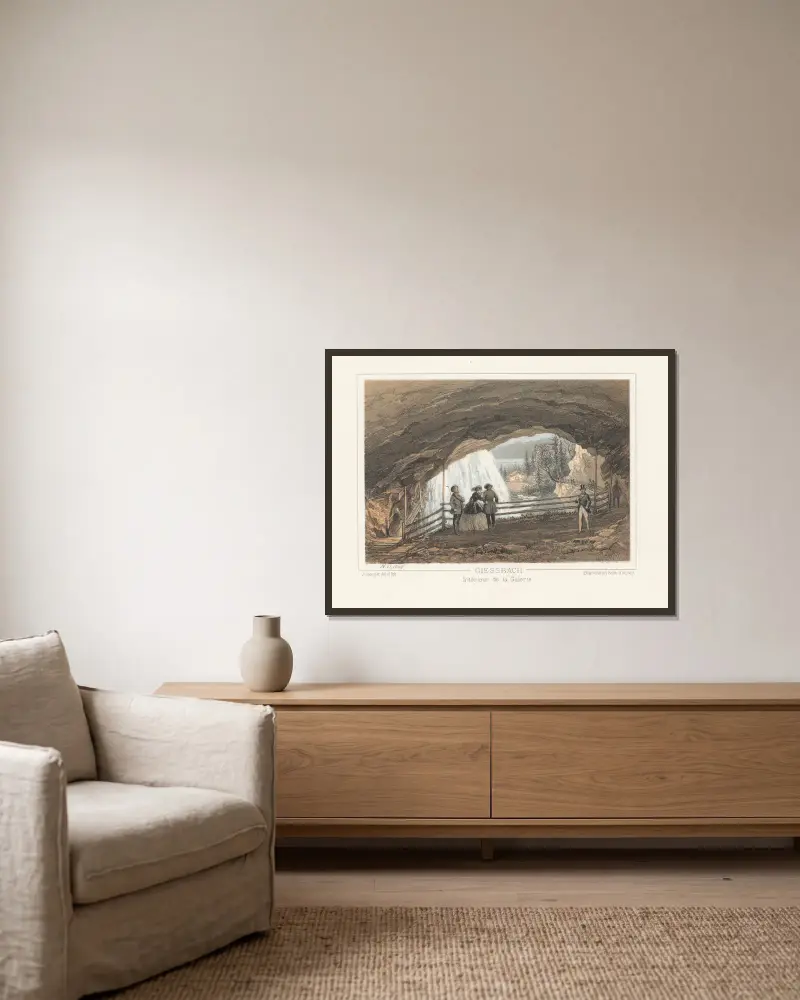 Giessbach Intérieur de la Galerie av Jean Jacottet inramad på en vägg