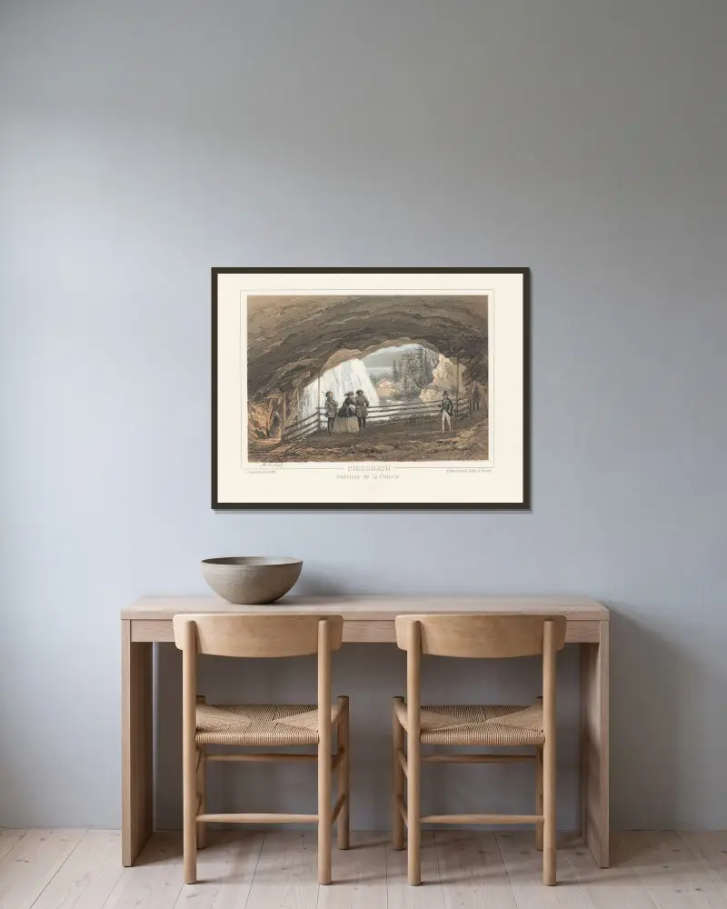 Giessbach Intérieur de la Galerie av Jean Jacottet inramad på en vägg