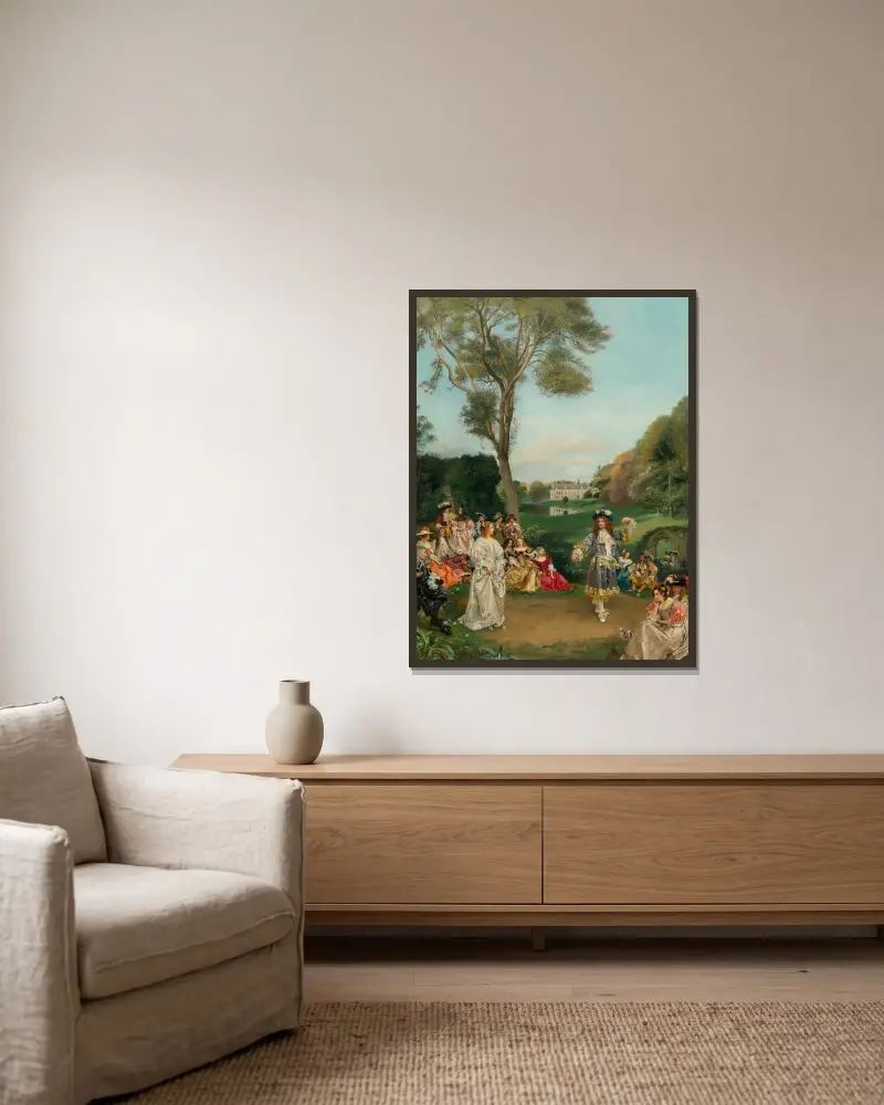 La danse, Château de Kerduel, Comte de Champagny av Gustave Jean Jacquet inramad på en vägg
